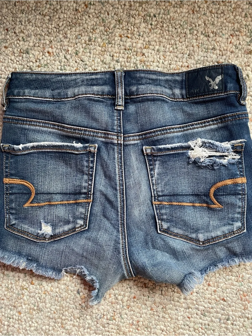 🦅AEO•Hi•Rise•Shortie - LacePocket JeanShorts 💗